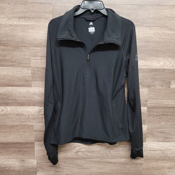 Adidas Climalite Jacket Black Performer‎ Baseline 1/4 Zip Active Womens L - Picture 5 of 13